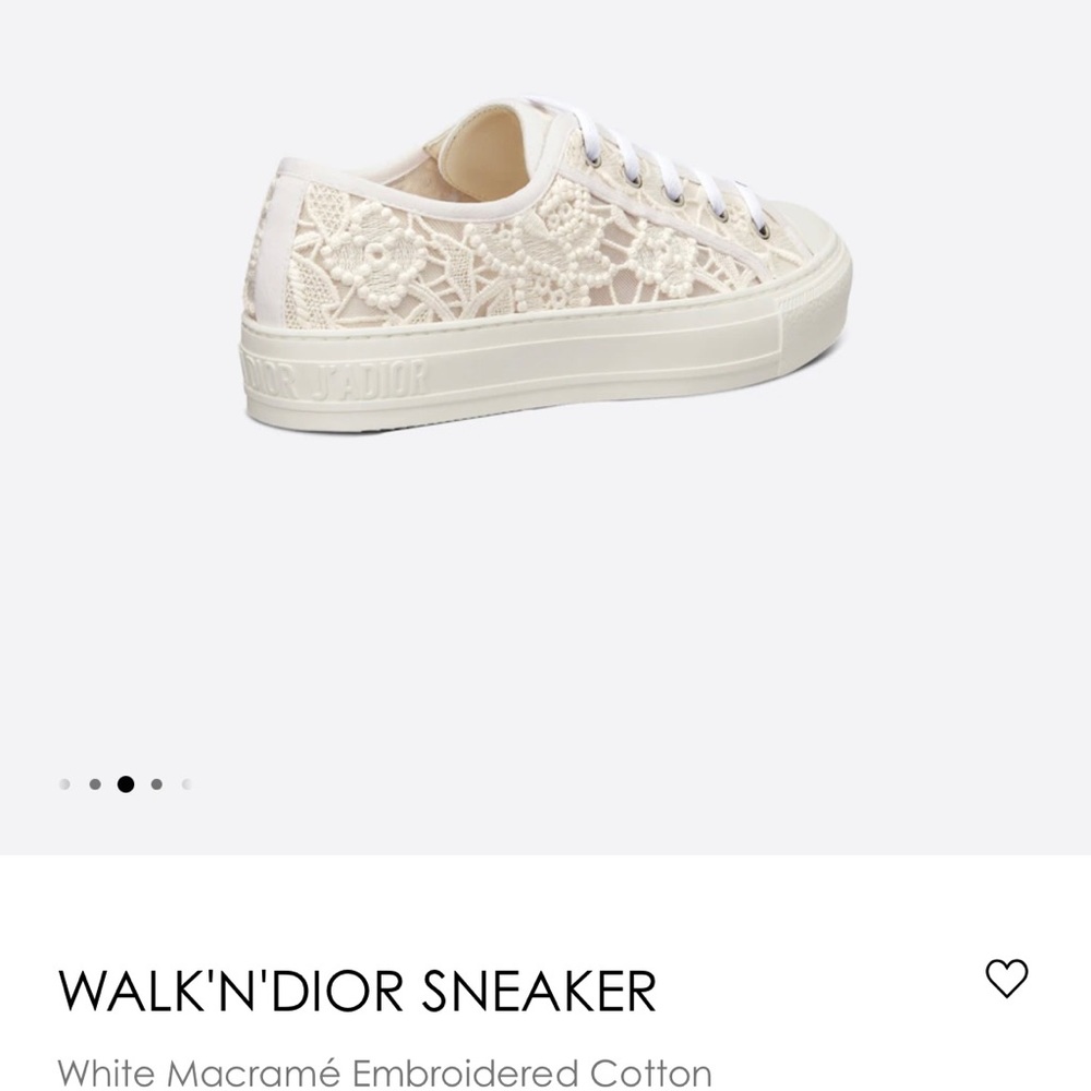 Walk’N’Dior Sneaker White Macramé Embroidered Cotton. Size 42. - Picture 4 of 7